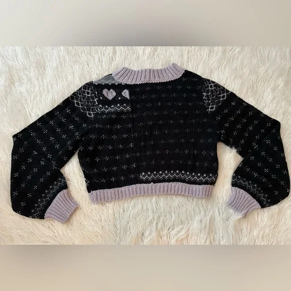 Free People Snow Globe Pullover Sweater in Onyx Combo XL NWT